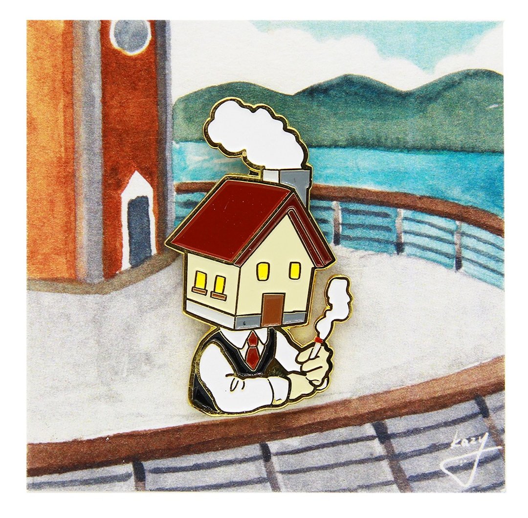#33 小屋 别针/胸针/扣针 - 胸针 - 其他材质 红色