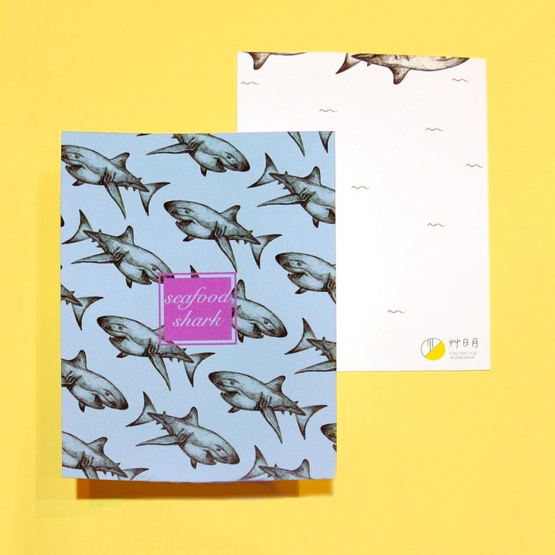 海鲜系不要再吃我了 鲨鱼 森77 明信片 蓝撞桃红色系 - 卡片/明信片 - 纸 蓝色