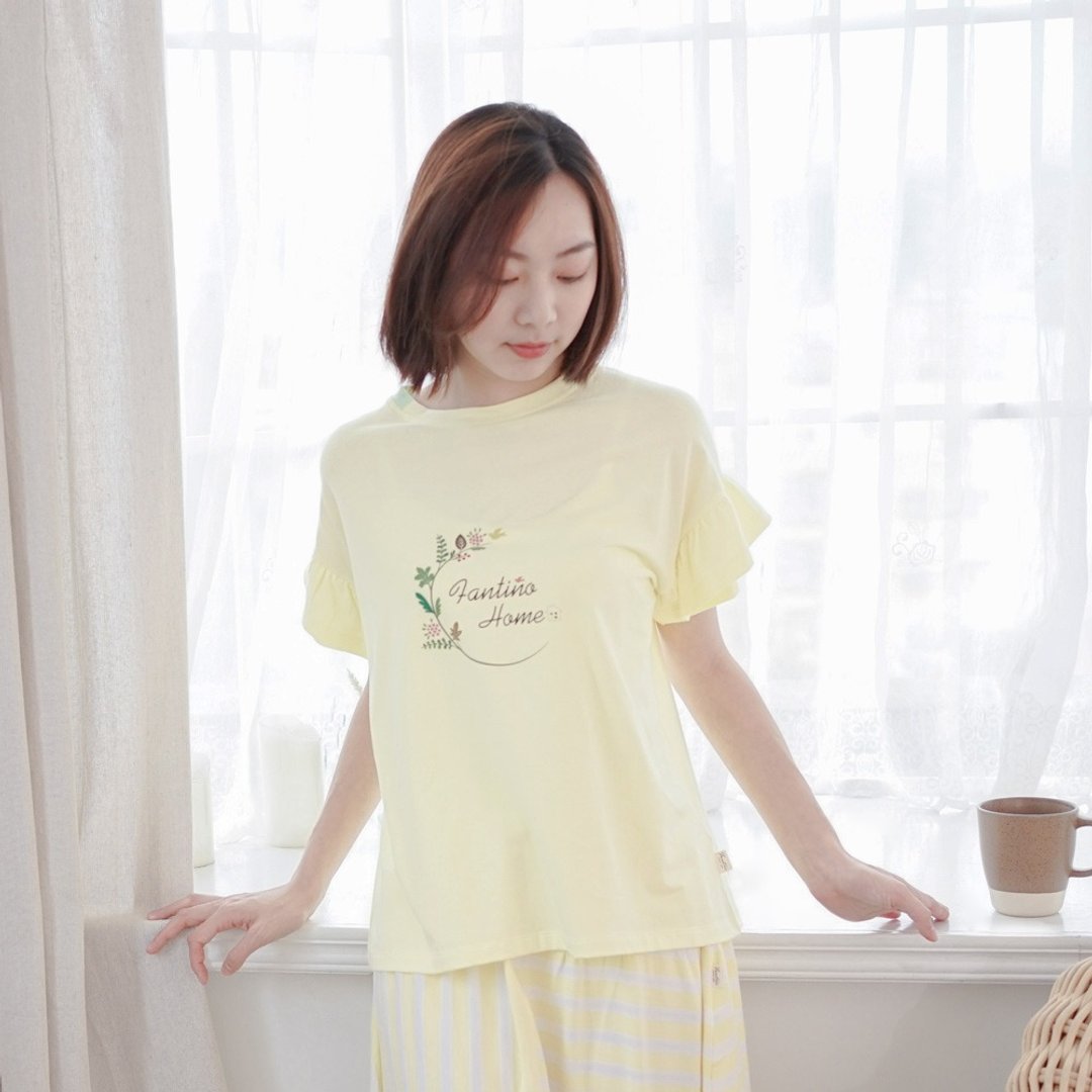 MIT有机棉蛋糕袖居家服-黄/礼物 - 居家服/睡衣 - 棉 黄色