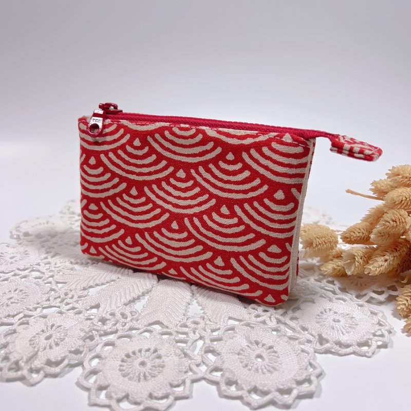 青海波 三层零钱包/小钱包/多功能收纳包 - 零钱包 - 棉．麻 