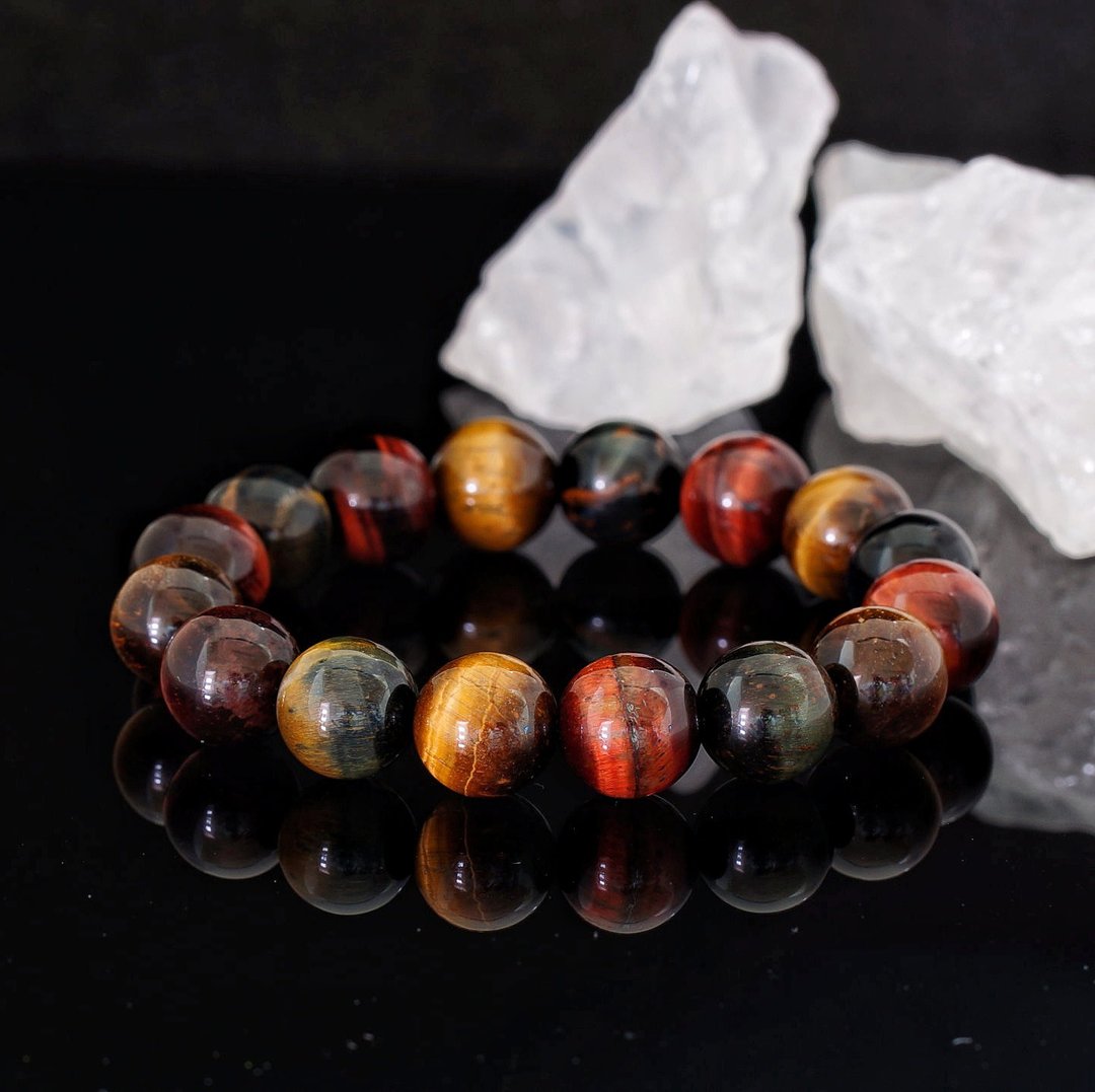 入门级三色虎眼石 12mm 手链 ( 3 colors Tiger Eyes Bracelet ) - 手链/手环 - 宝石 