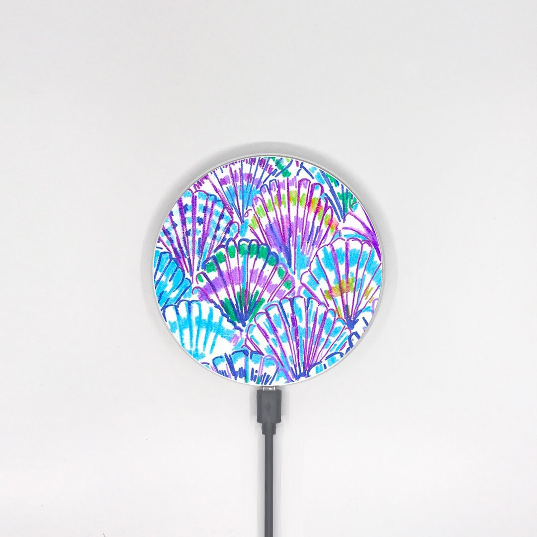 水彩画蓝色贝殻 10W手机 QI无线充电板 Wireless Charger 001 - 手机充电及周边 - 其他材质 蓝色