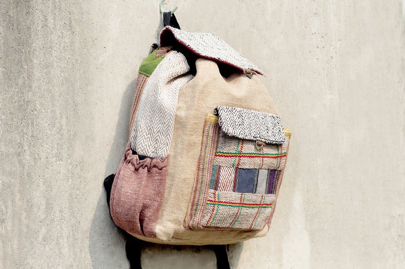 限量手工拼接设计后背包 / 肩背包 / 登山包 - 沙漠公路旅行拼布包 ( 限量一件 ) - 后背包/双肩包 - 其他材质 多色