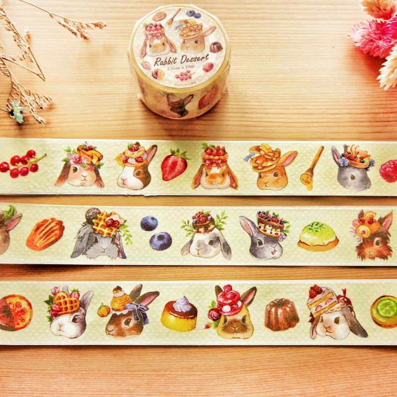 兔子甜点2.5cm纸胶带-特殊油墨 - 纸胶带 - 纸 多色