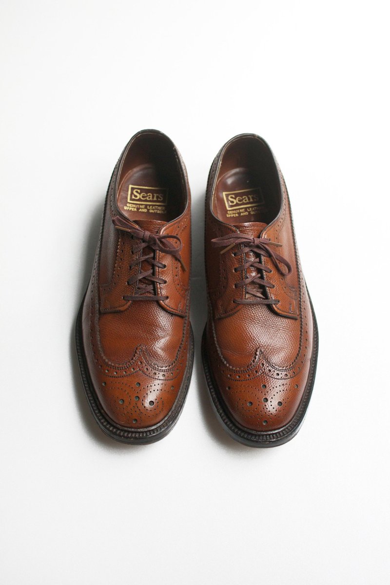80s 美制雕花心头好物皮鞋 Sears Wingtip Blucher US 8.5D EUR 41 - 男款休闲鞋 - 真皮 红色