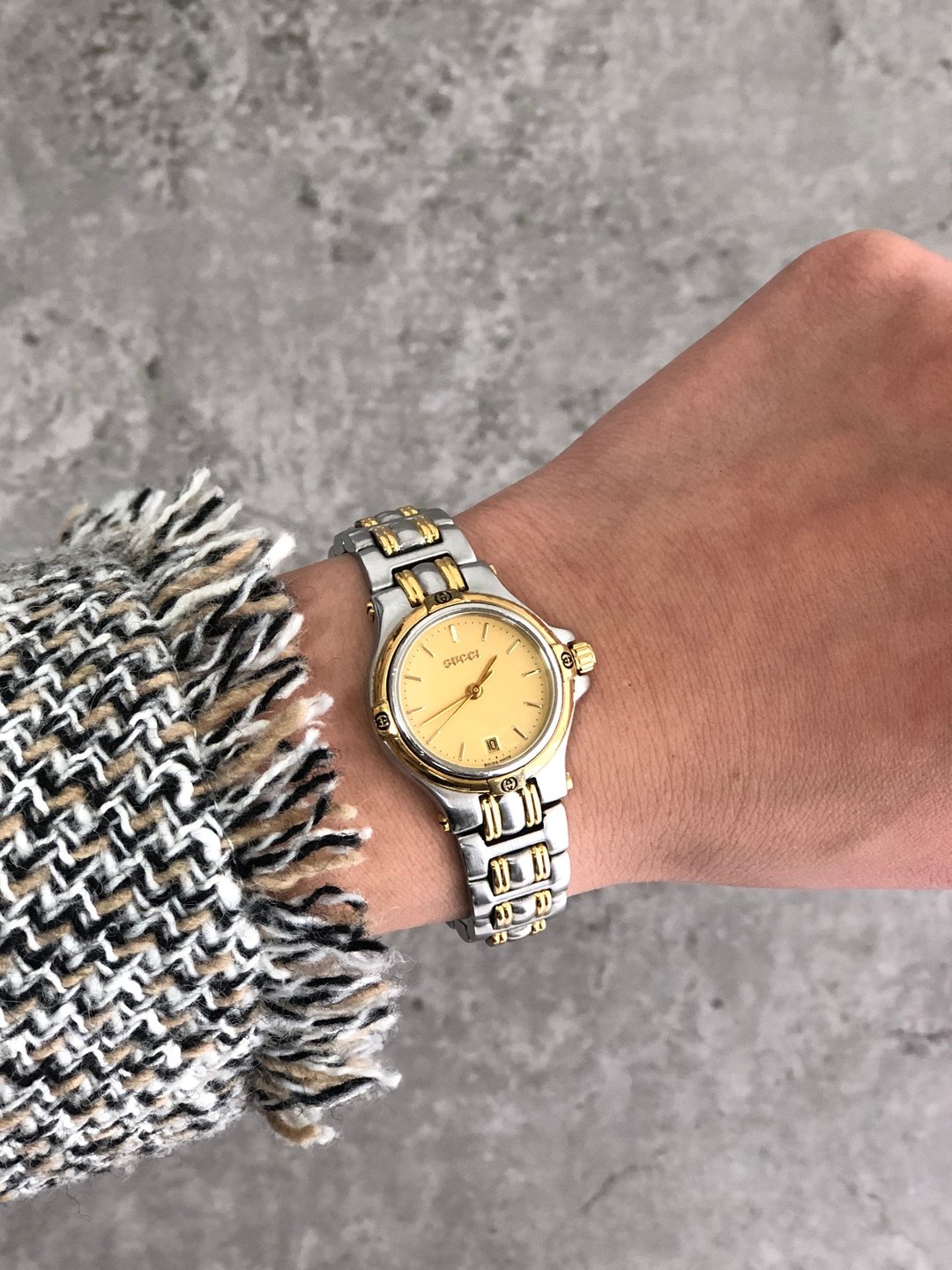 【日本直送 名牌中古包】GUCCI 古驰 手表 银色×金色 GG 不锈钢 9000L vintage 古董 5mha2a - 女表 - 不锈钢 银色