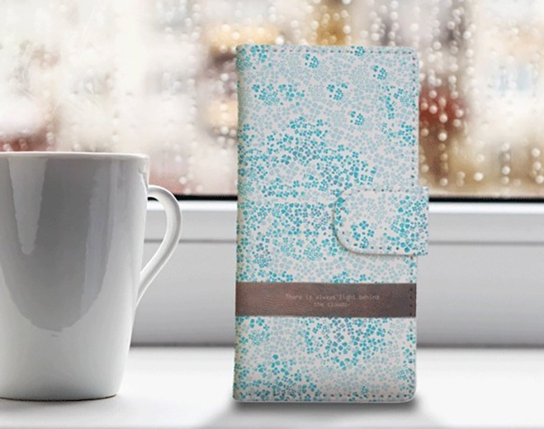 [Compatible with all models] Free shipping [Notebook type] Rape blossoms Beyond the clouds, the blue sky is always blue iPhone8 / iPhone8 Plus / iPhoneX - 手机壳/手机套 - 真皮 蓝色