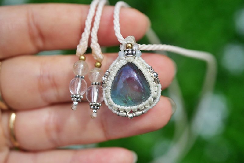 柔和蓝色 蓝色萤石 编绳项链 1815 - 项链 - 宝石 蓝色