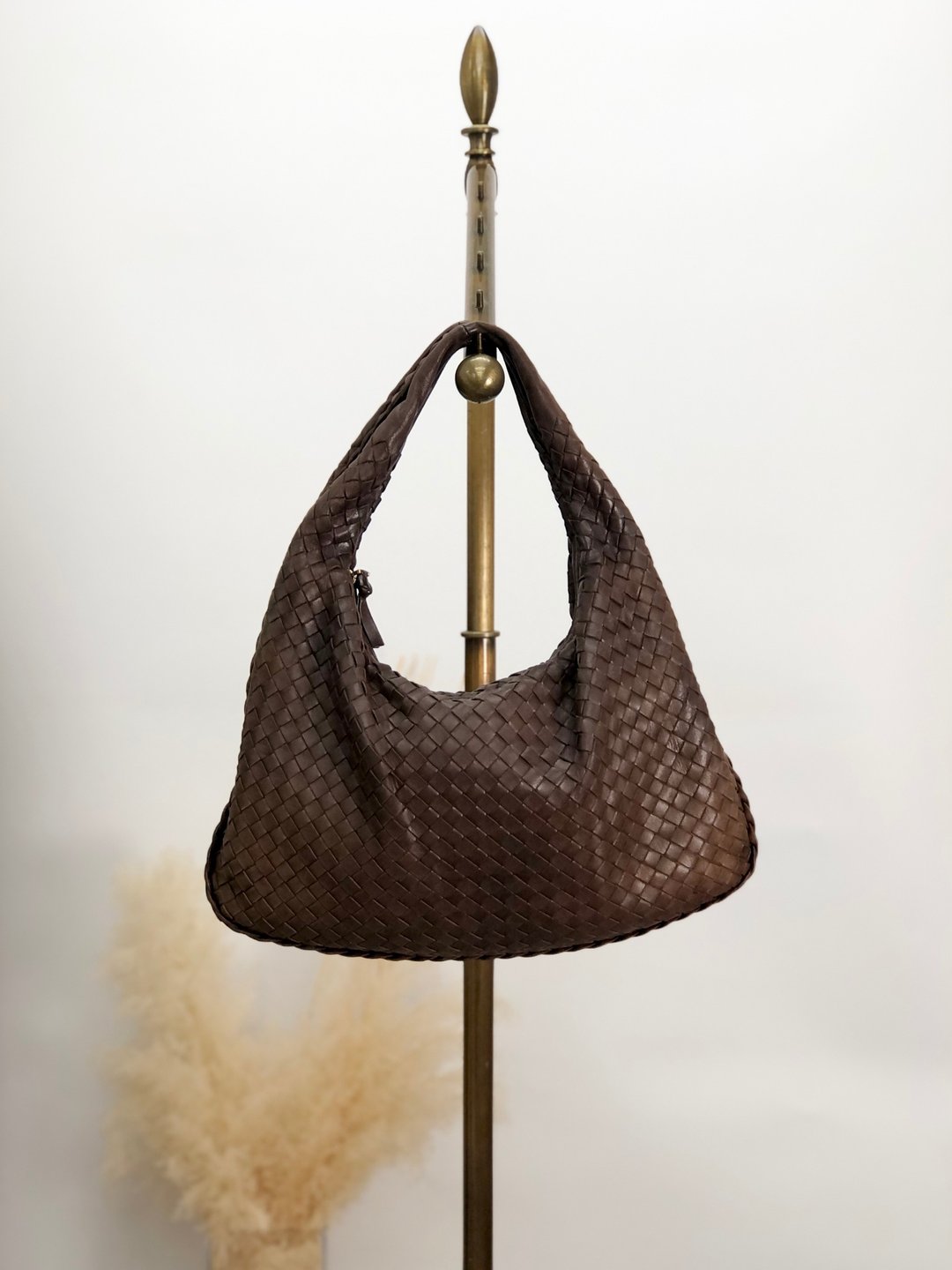 【日本直送，名牌二手包装】Bottega Veneta Bottega Veneta Intrecciato 单肩包棕皮革 Hobo Bag 8tkbwv - 侧背包/斜挎包 - 真皮 咖啡色