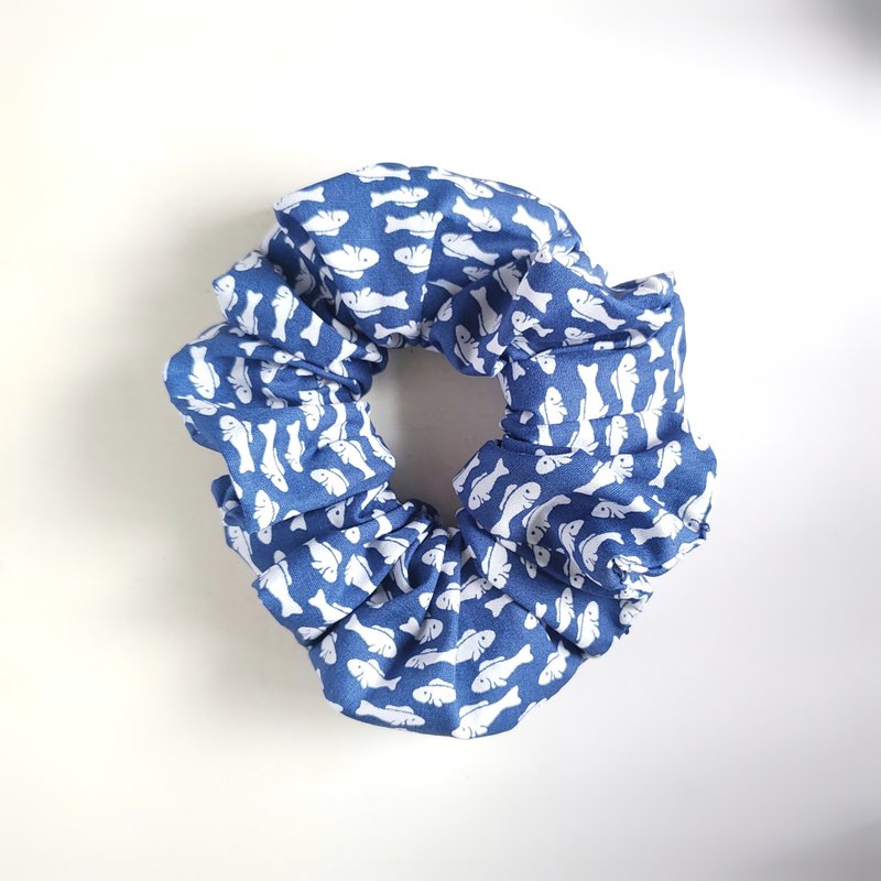 鱼仔大肠发圈 - 发饰 - 棉．麻 蓝色