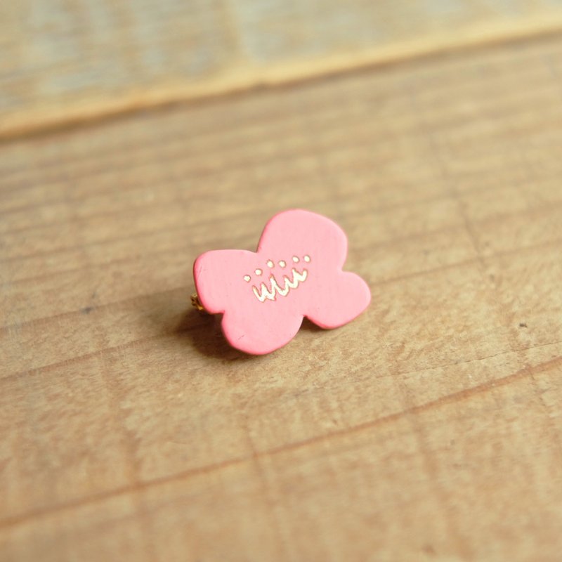 Brass brooch kobana B011-2 - 胸针 - 其他金属 粉红色