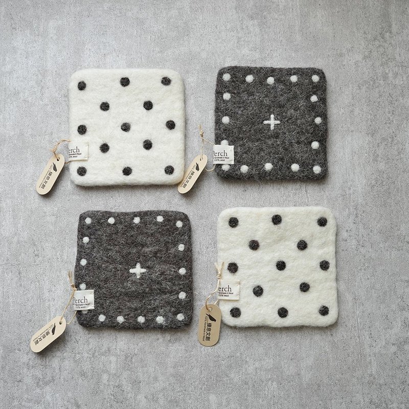 100%Wool 日系简约方形杯垫_公平贸易 - 杯垫 - 羊毛 卡其色