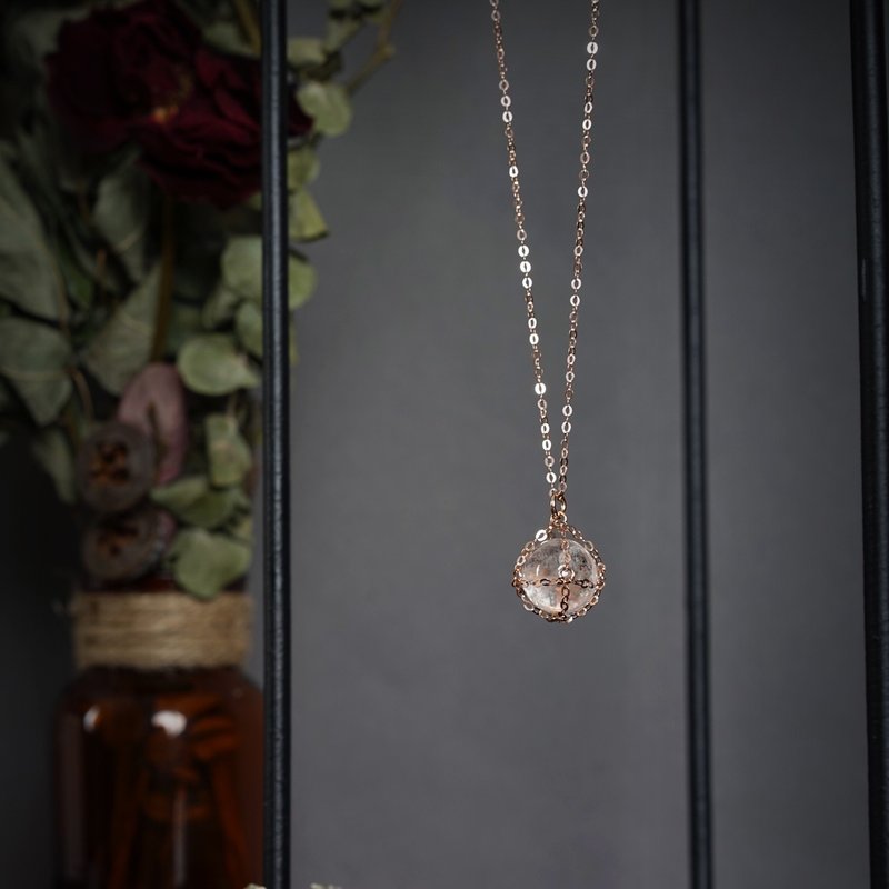 Little Sphere 白水晶 优雅 项链 玫瑰金 水晶颈链 情人节礼物 - 项链 - 半宝石 白色