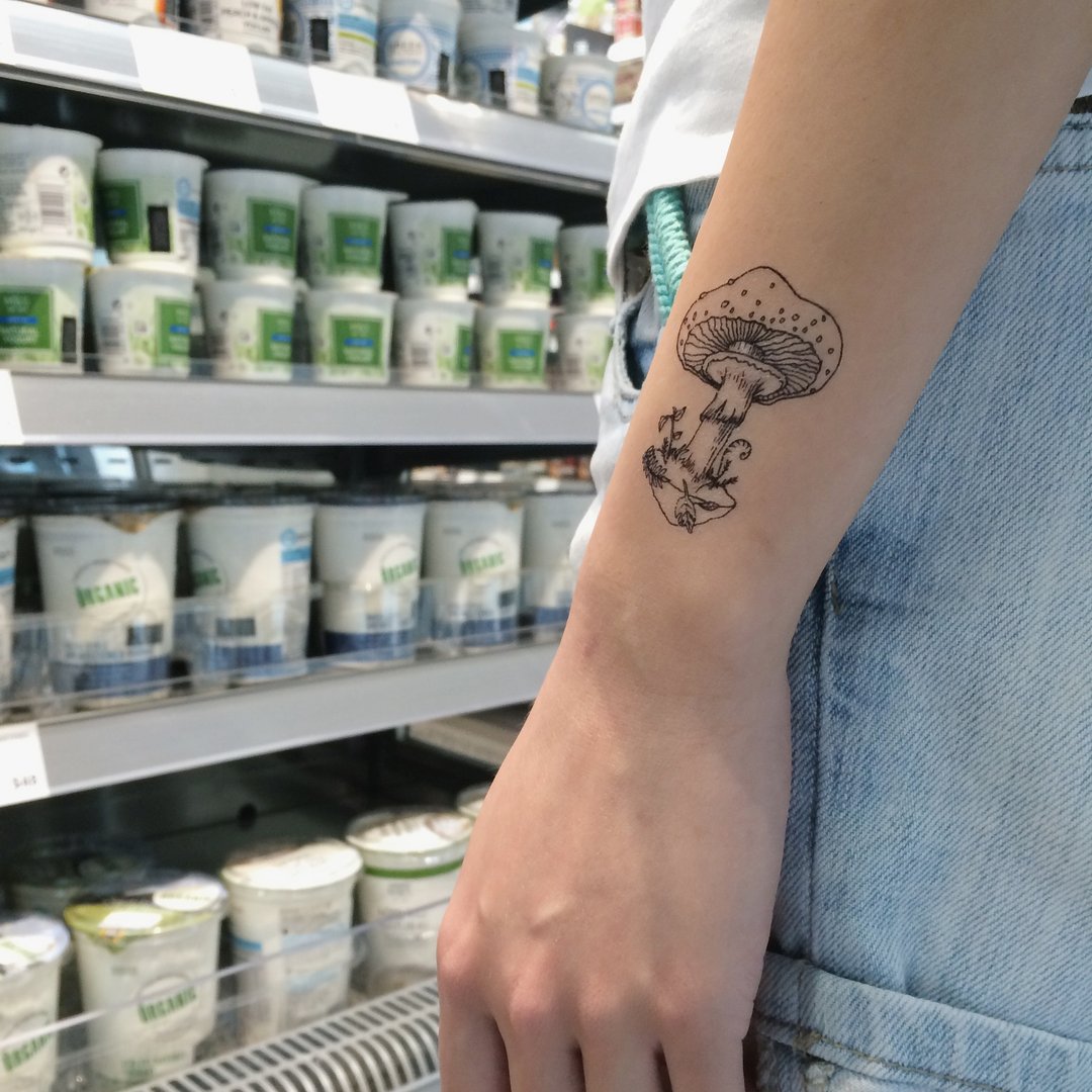 cottontatt mushroom 蘑菇 手绘 纹身贴纸 - 纹身贴 - 其他材质 黑色