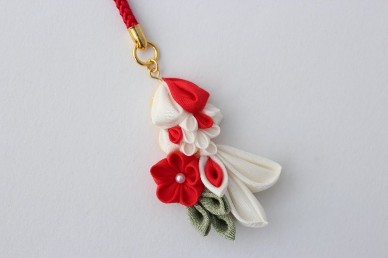the goldfish bag charm Sakuranishiki - 挂绳/吊绳 - 丝．绢 白色