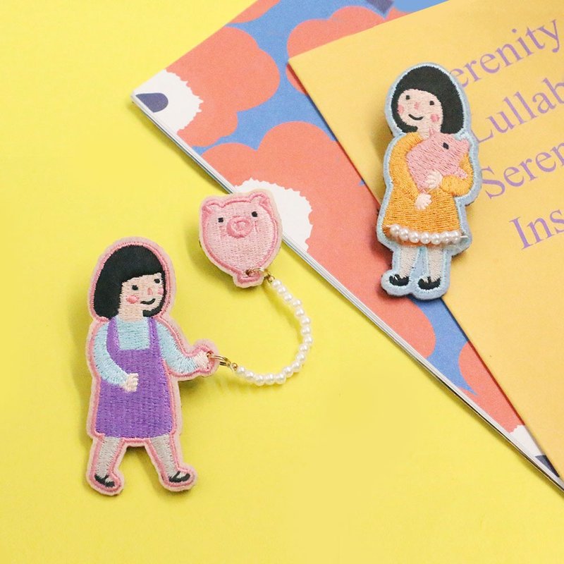 UPICK原品生活 啊拔系列刺绣胸针小猪款 - 胸针 - 其他材质 多色