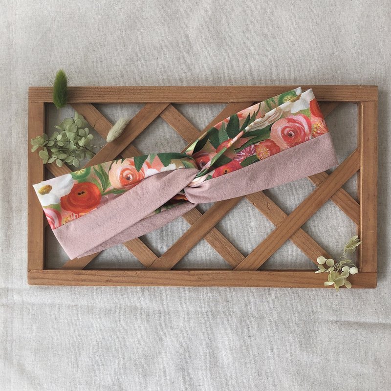 岛森家 / 扭结松紧发带 / 你心中的一朵花是墙上的画 - 发饰 - 棉．麻 粉红色