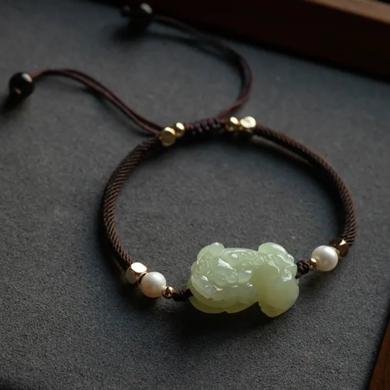 和田玉貔貅手链情侣款 - 手链/手环 - 玉石 蓝色