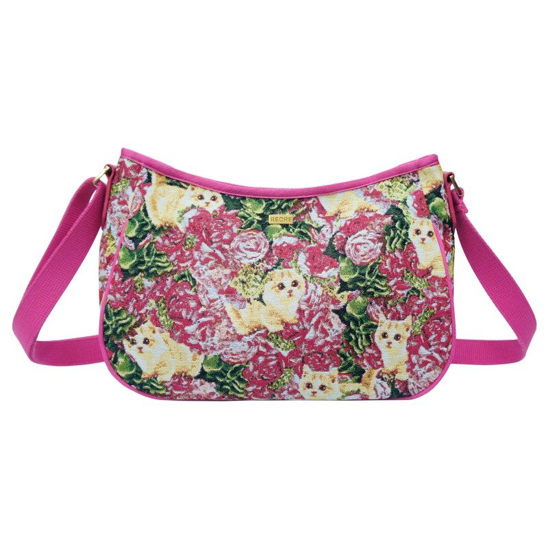 弯月斜背包 躲猫猫 桃红 - 侧背包/斜挎包 - 其他材质 粉红色