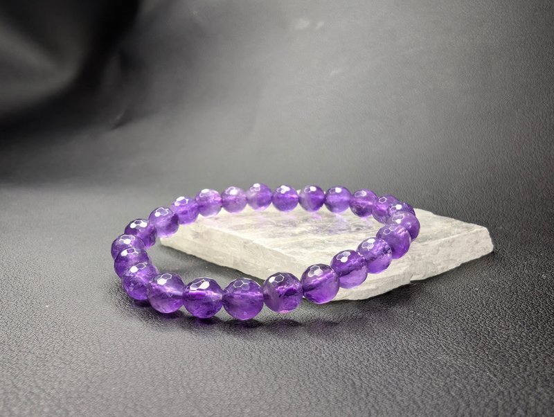7.5mm 刻面紫水晶 Amethyst  手串 手链 天然水晶 水晶手链 - 手链/手环 - 水晶 紫色