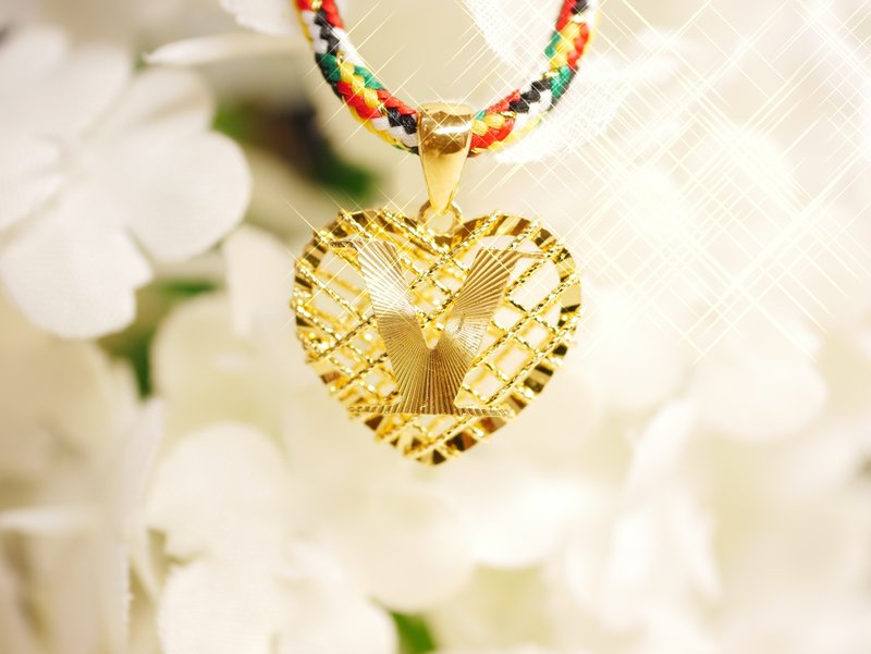 黄金坠子-爱心V坠子-5G工艺纯金坠子 - 项链 - 24k 金 金色
