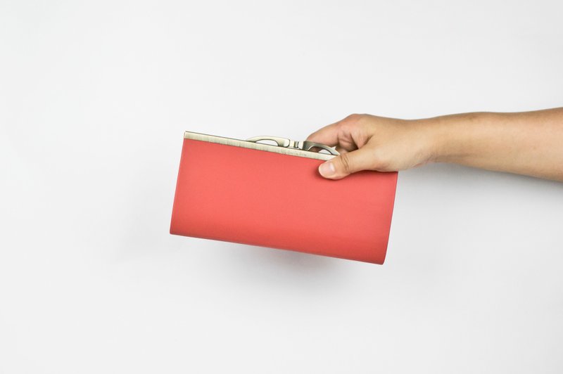 口金长夹/钱夹/钱包/真皮/糖果红 - 皮夹/钱包 - 真皮 红色