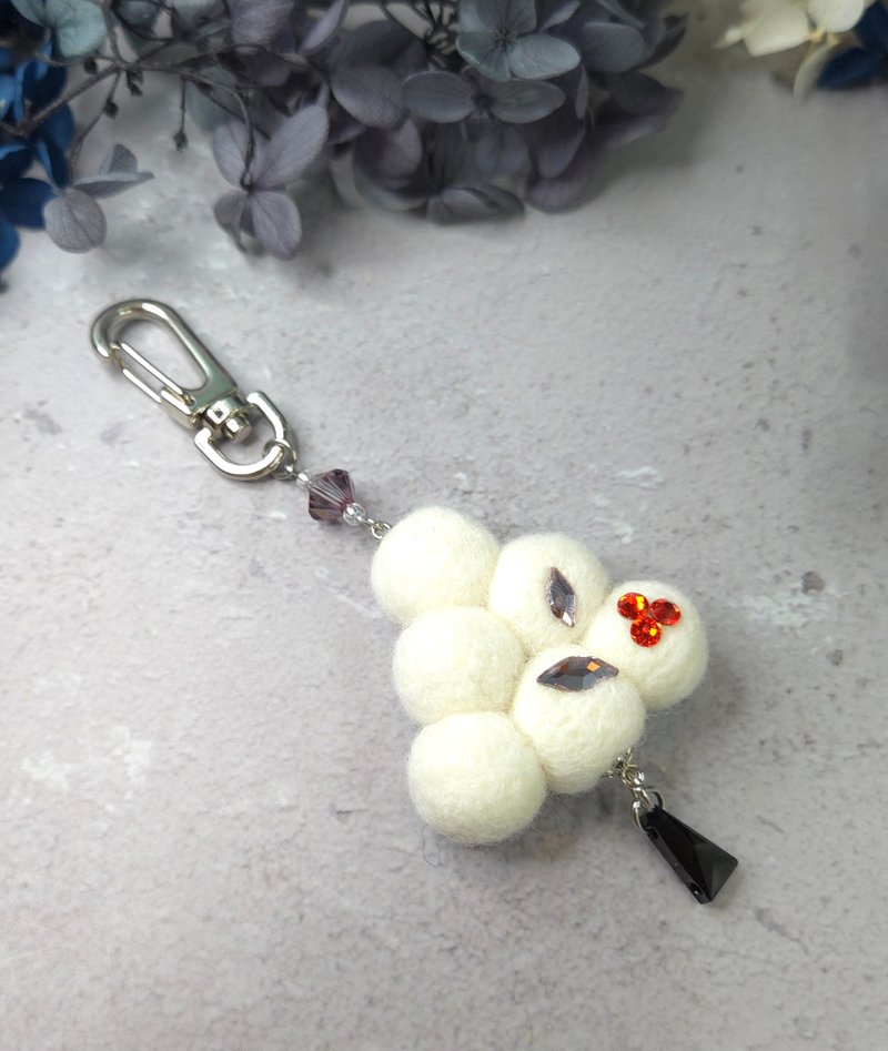 雪白圣诞树羊毛毡包包挂饰 施华洛世奇 - 吊饰 - 羊毛 白色