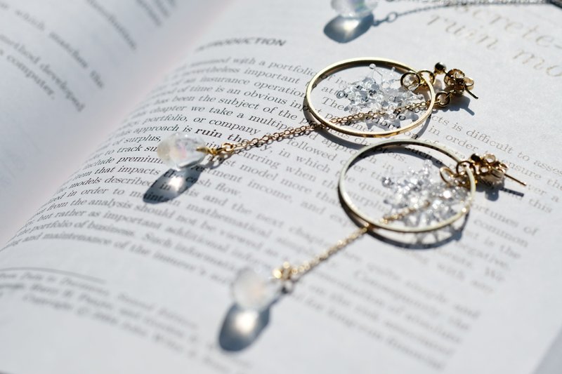 Unmelted snowflake earrings 永恒之雪琉璃耳环 - 耳环/耳夹 - 玻璃 白色