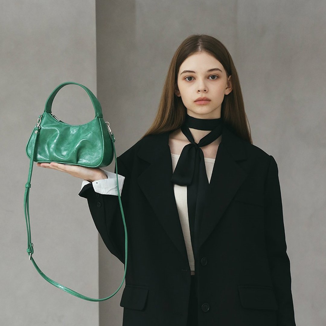 韩国制 MUR Ette Bag Mini Vegan Leather 包包 (Crinkle Green) - 侧背包/斜挎包 - 环保材料 
