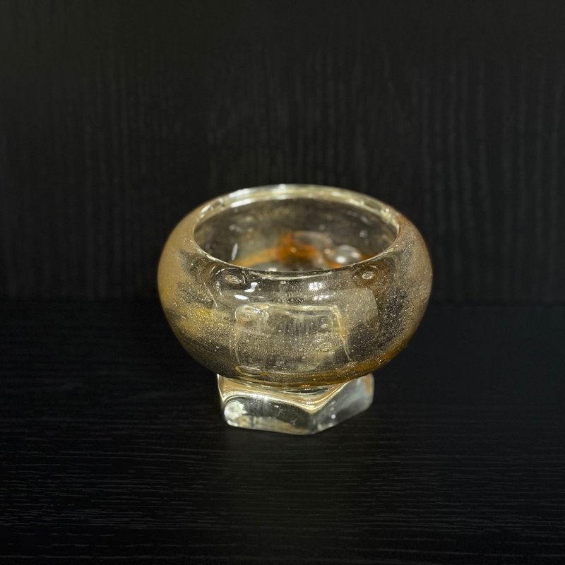 玻璃碗雾黄橘六角足 - 碗 - 玻璃 