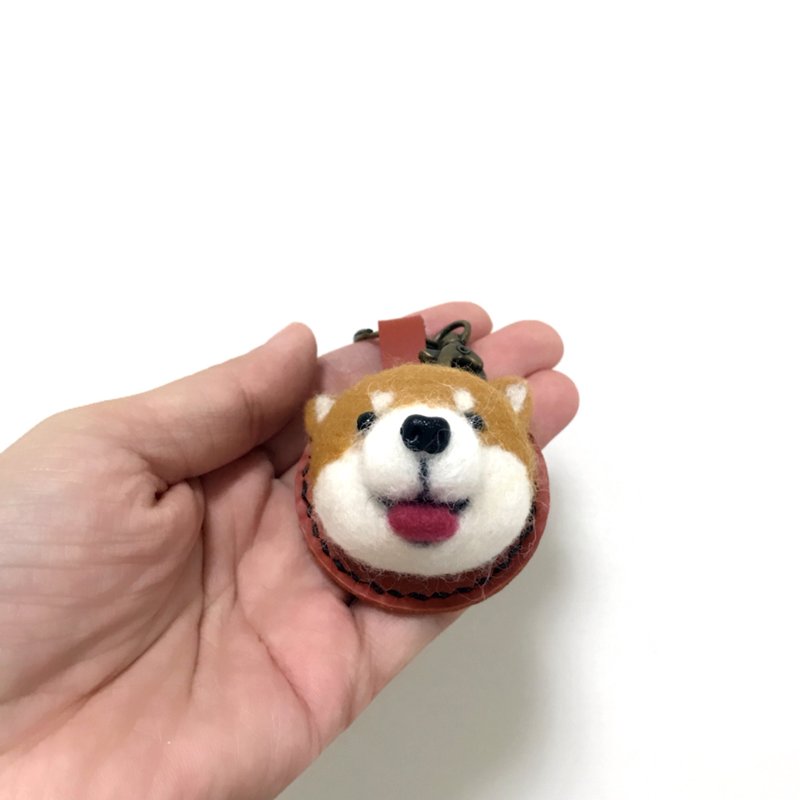 微笑小柴_羊毛毡皮革钥匙圈_免费钢印10个英文字母 - 钥匙链/钥匙包 - 羊毛 橘色