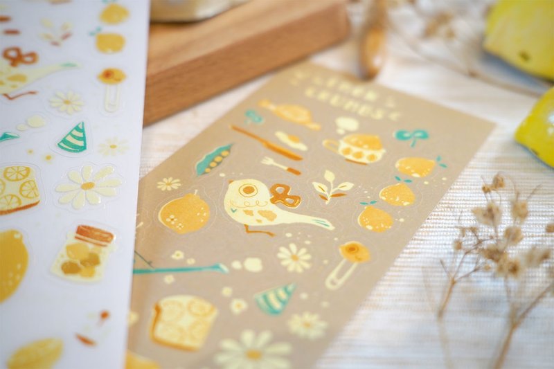 Lemon Crumb - 日本和纸贴纸 - 贴纸 - 纸 黄色