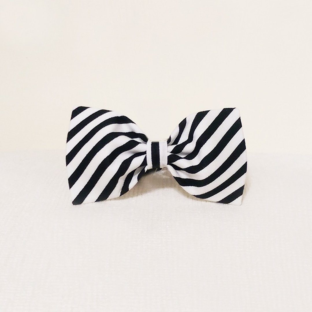 Ella Wang Design Bowtie 宠物 领结 蝴蝶结 黑白 条纹 绅士 - 项圈/牵绳 - 棉 黑色