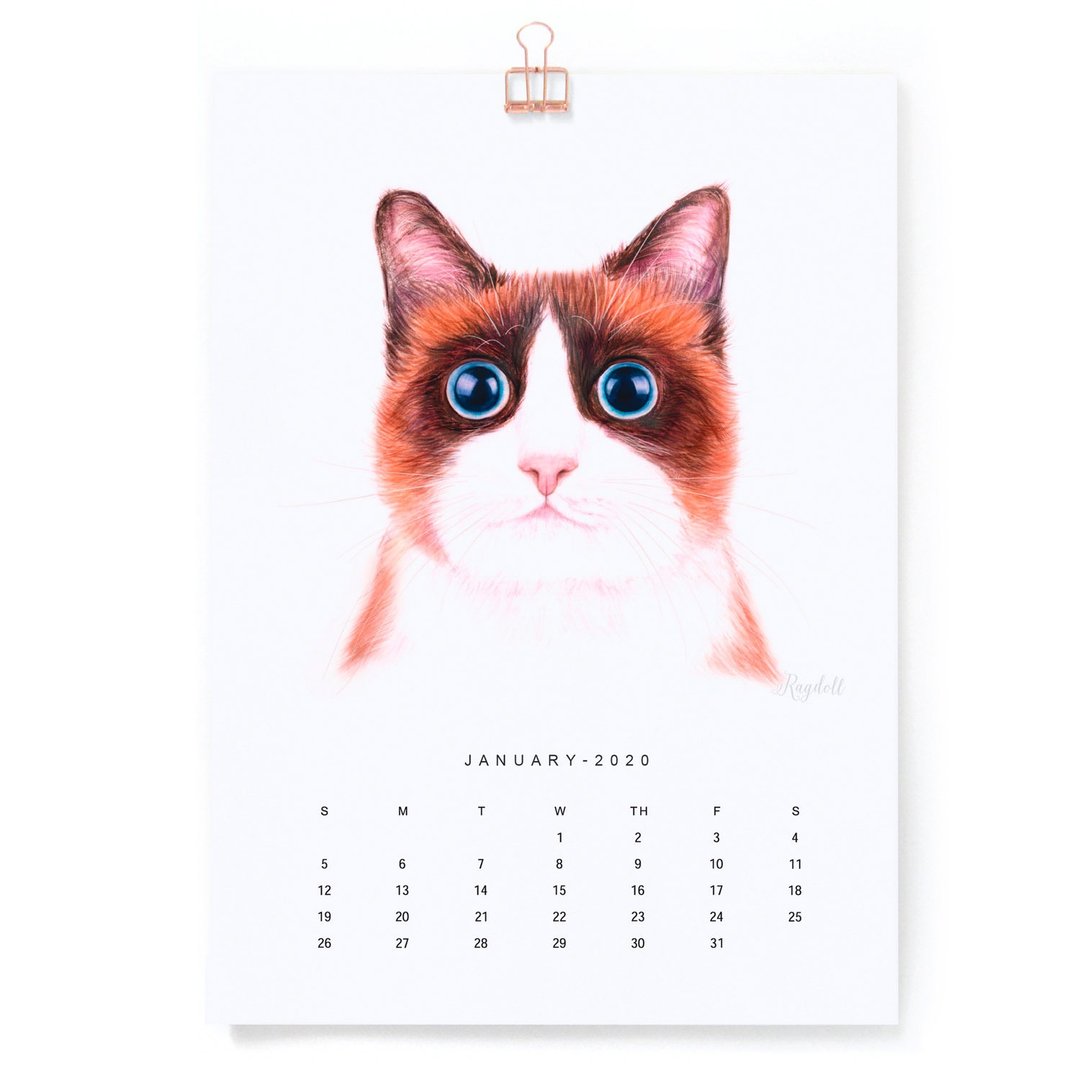 2020 猫师傅水彩年历挂历 新年礼物 - 年历/台历 - 纸 多色