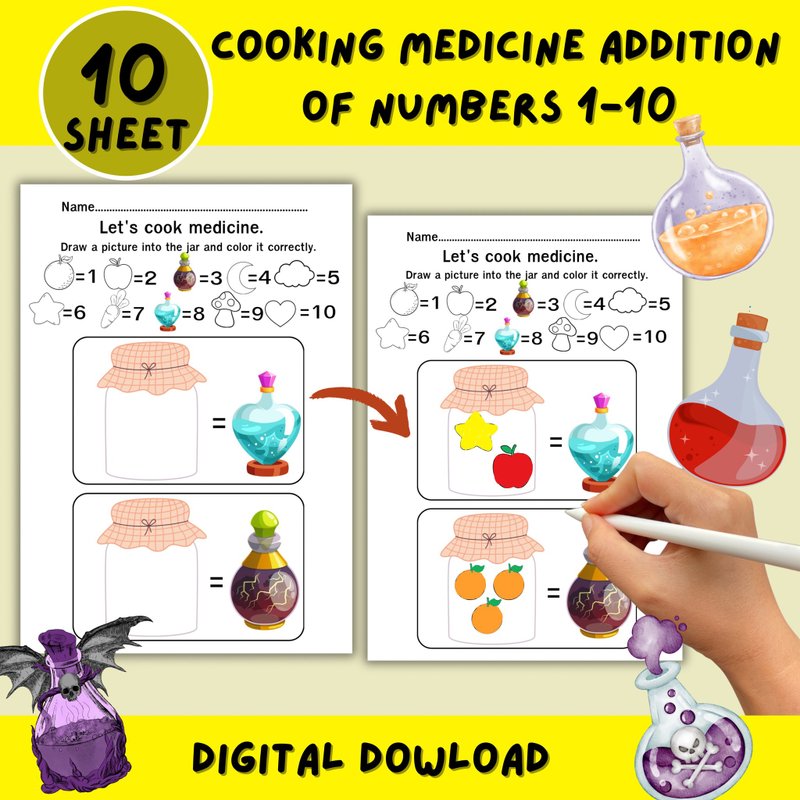 加法图片拼图工作表 1-10，数学逻辑拼图加法（10 的总和） - 其他数码商品 - 其他材质 