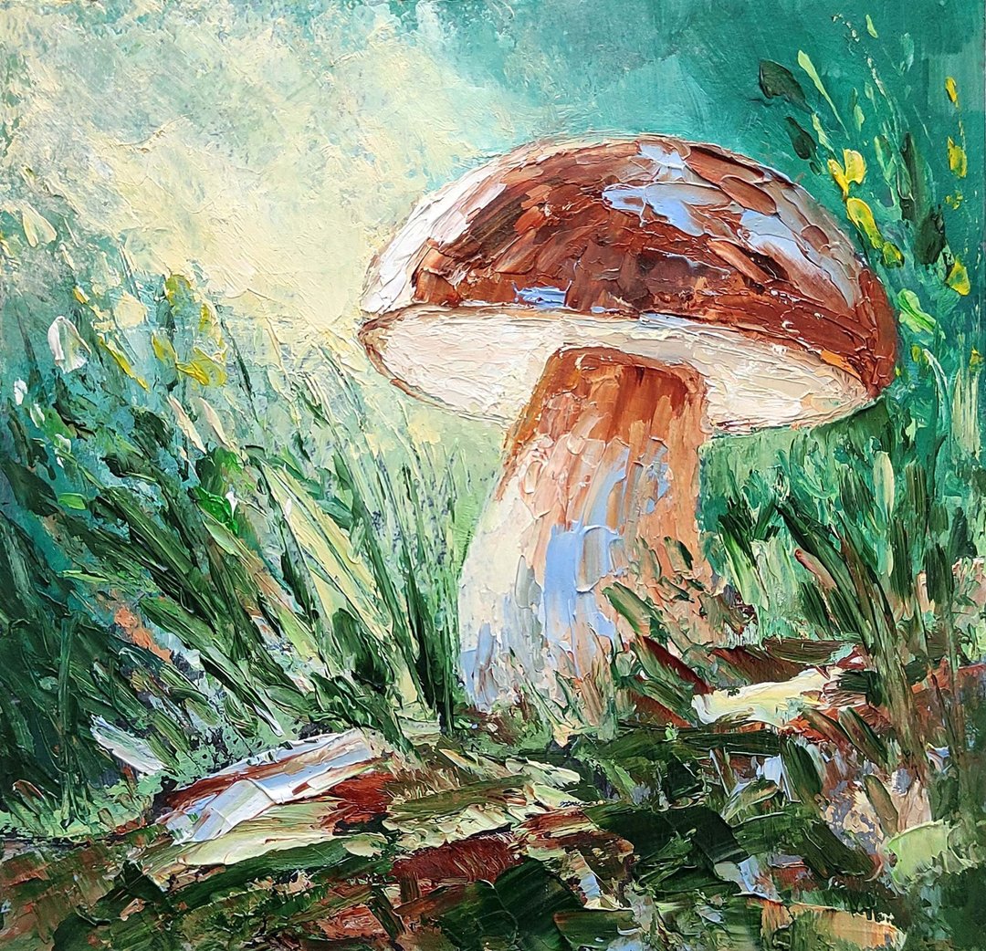 蘑菇原创油画、牛肝菌墙艺术、森林图片、自然艺术 - 海报/装饰画/版画 - 其他材质 多色