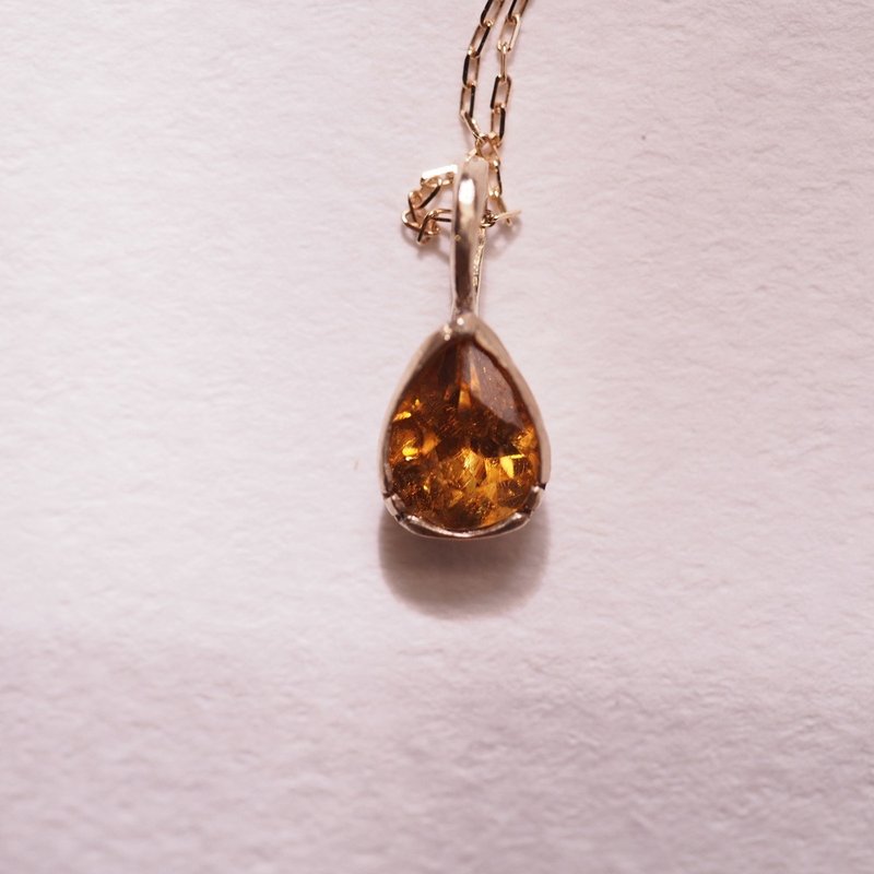 榍石 天然石 0.38ct  K10金 手工K金坠子锁骨链 Sphene K10YG - 锁骨链 - 半宝石 金色
