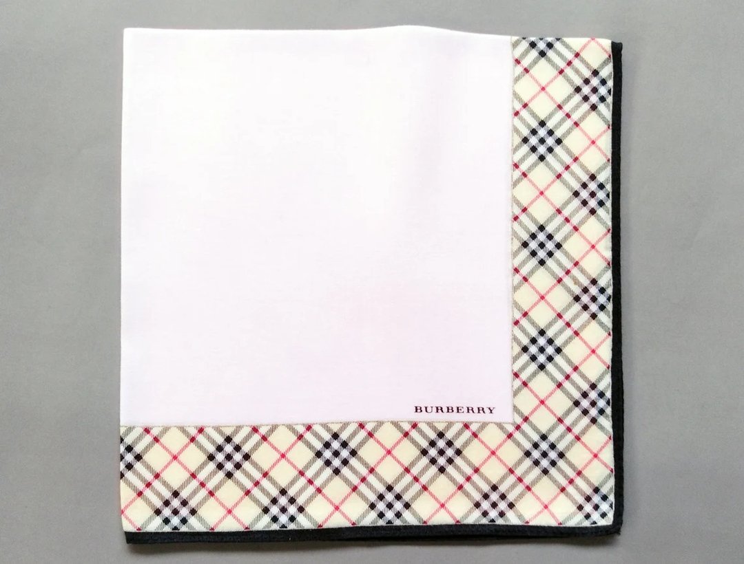 Burberry Pink Check Edge Vintage Women Handkerchief 19.5 x 18 inches - 手帕/方巾 - 棉．麻 粉红色
