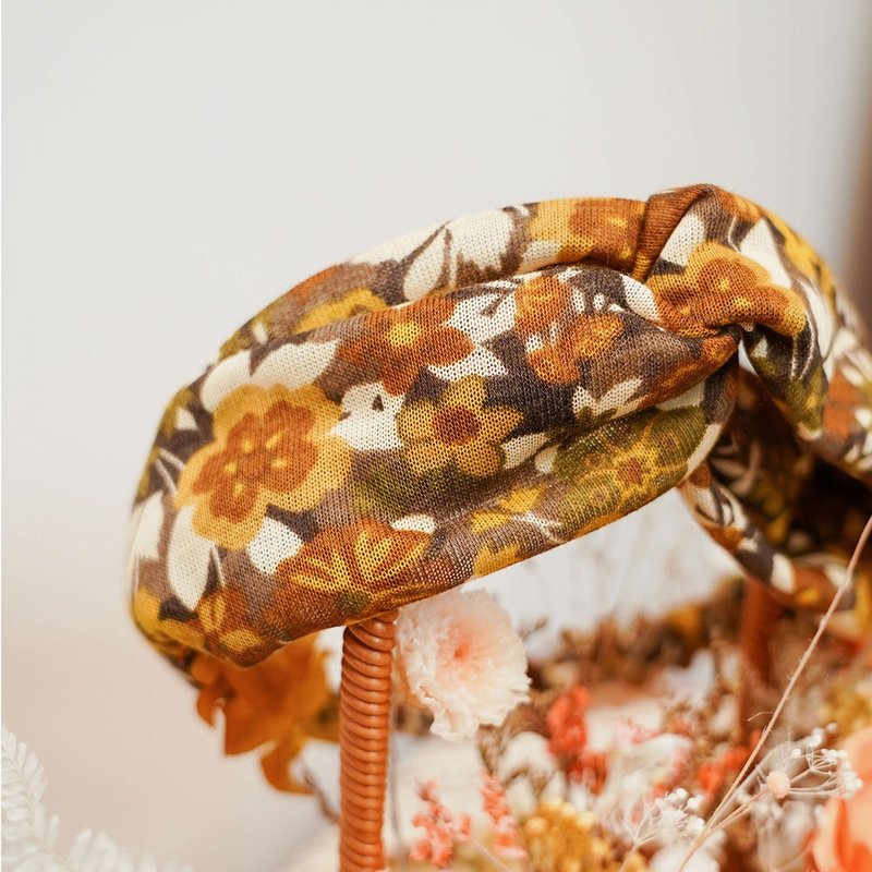 手工发带 / 新年礼物 / 中世纪后花园 / 黄花纹理 / 秋冬系列 - 发饰 - 棉．麻 黄色