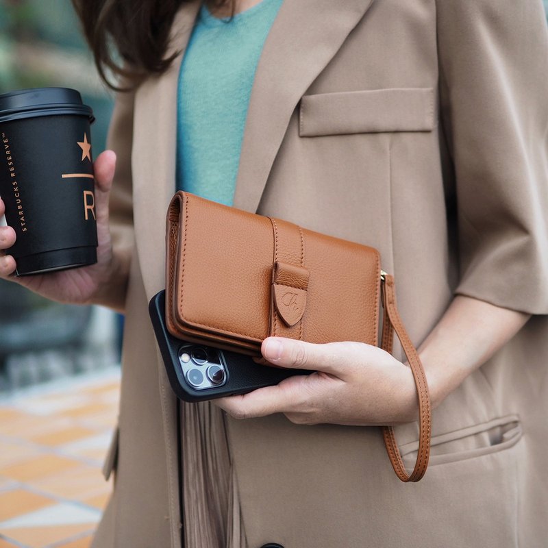 Iris（棕褐色）：中型钱包、皮革钱包、棕橙色、折叠钱包 - 皮夹/钱包 - 真皮 橘色