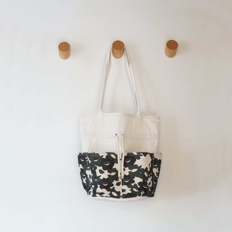 GOC Studio 水仙花图案抽绳帆布工具手提袋 - 侧背包/斜挎包 - 棉．麻 绿色