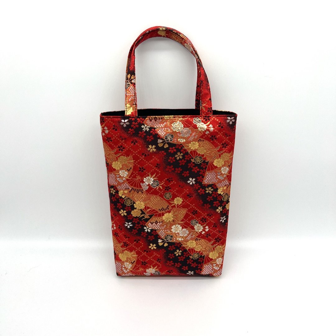 Japanese pattern handbag made from Nishijin-ori and brocade fabric - 手提包/手提袋 - 聚酯纤维 多色