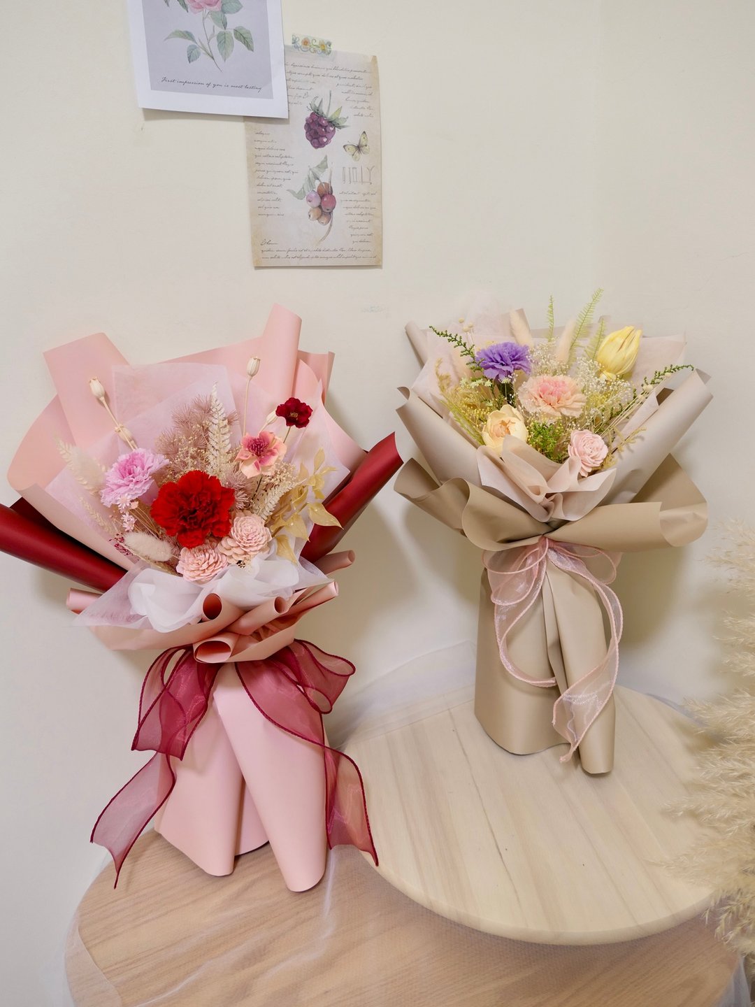 【永生康乃馨花束】母亲节花束/感谢花束 - 干燥花/捧花 - 植物．花 多色