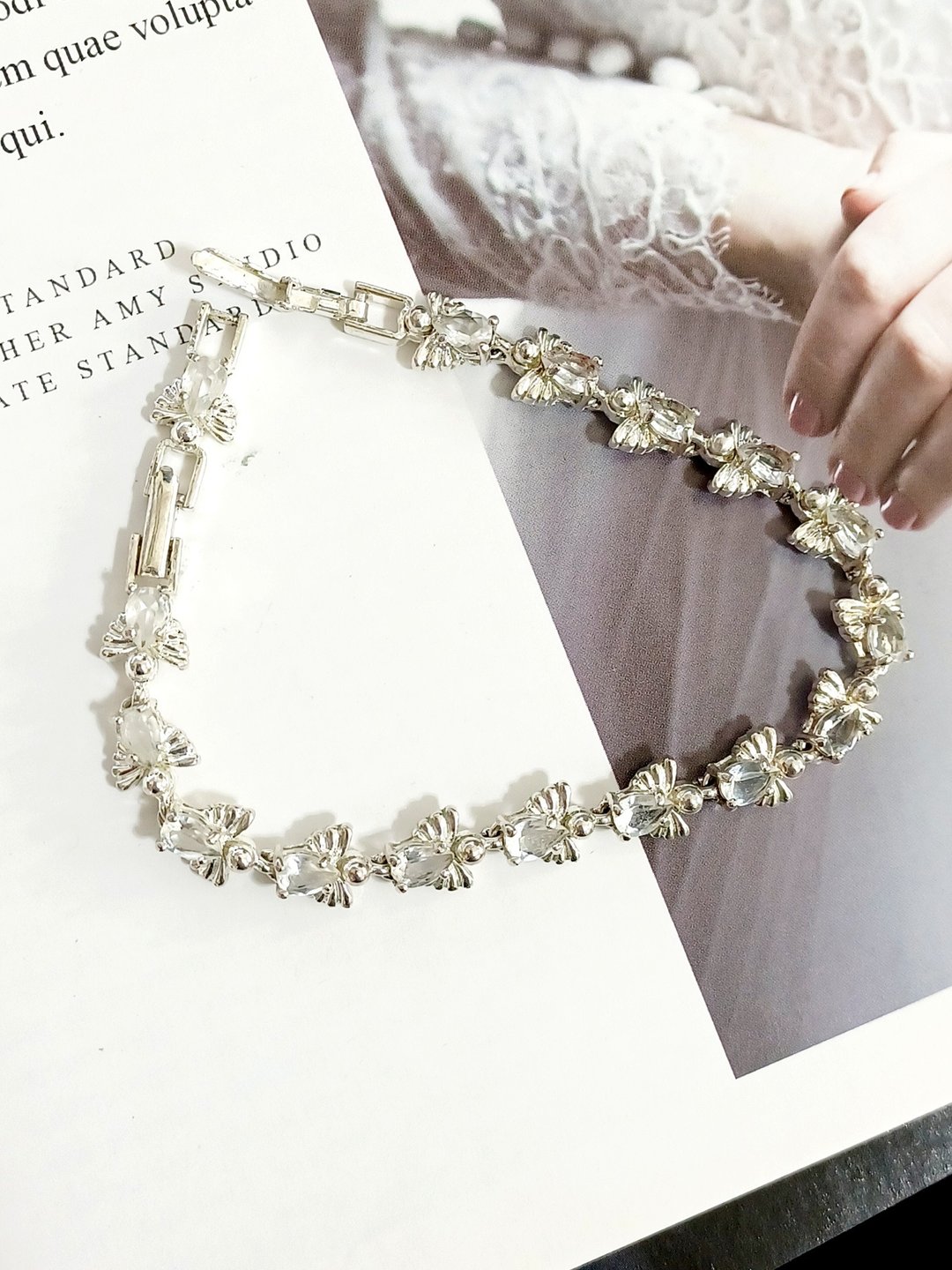 vintage jewelry  AVON  晶透莱茵天使 镀银手链 - 手链/手环 - 其他金属 