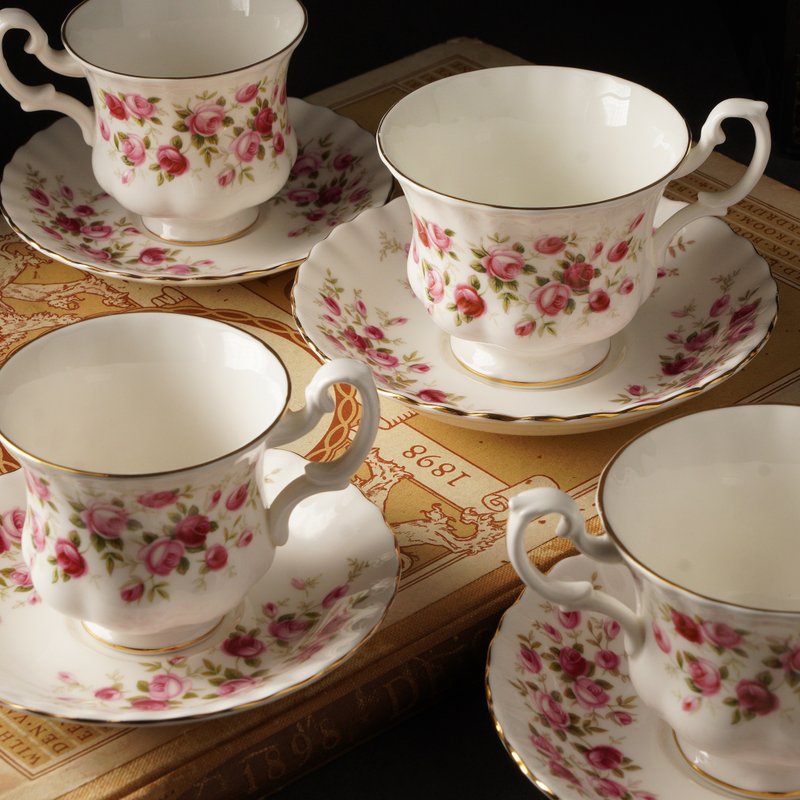 英国Royal Albert满满玫瑰手工22k金骨瓷茶杯组/对杯/两种尺寸 - 茶具/茶杯 - 瓷 