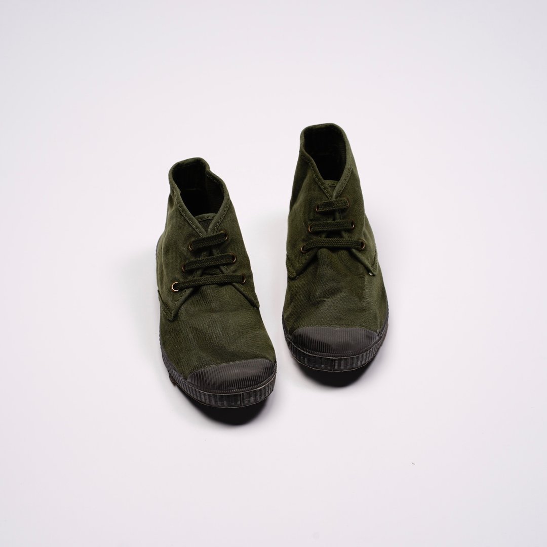 西班牙帆布鞋 CIENTA U60777 22 墨绿色 黑底 洗旧 童鞋 Chukka - 童装鞋 - 棉 绿色