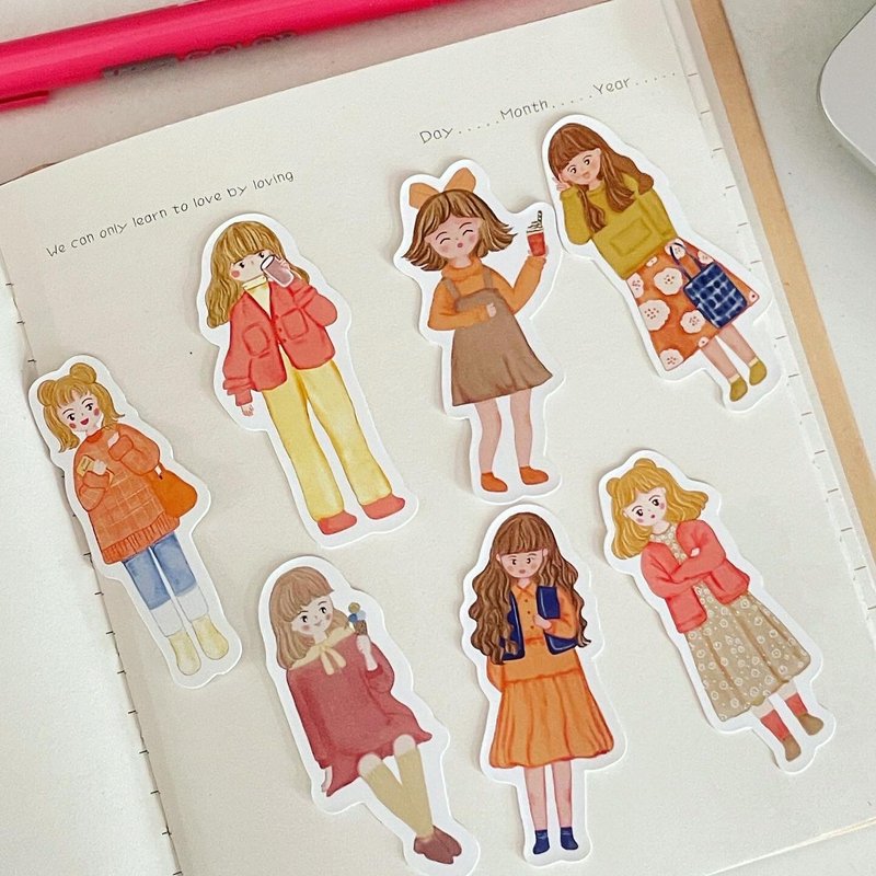女孩的日记贴纸 - 贴纸 - 纸 红色