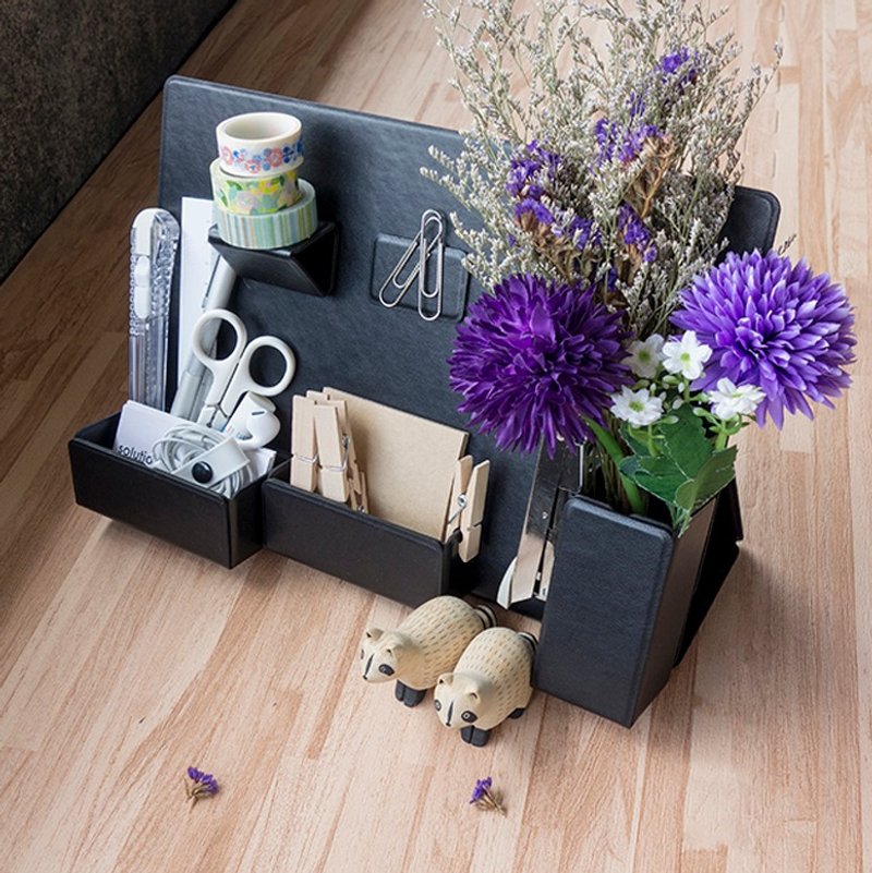 SenseAGE魔法磁吸桌上收纳(背板\窄收纳盘\宽收纳盘\两组支撑架) - 摆饰 - 真皮 黑色