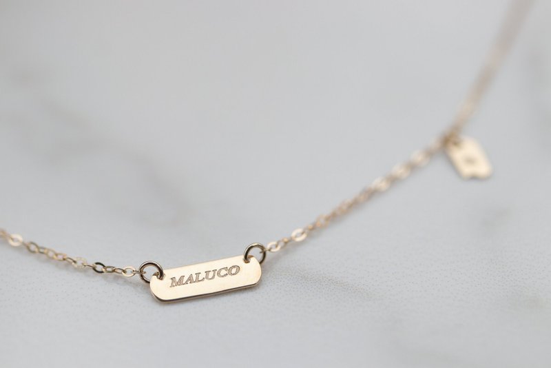 14K Tint Name Brand Necklace 简约名牌定制项链 - 项链 - 贵金属 金色