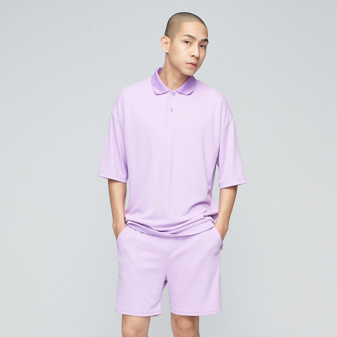 不可退换 /抗菌除臭吸排宽版Polo衫(男)-翻糖紫 - 男装上衣/T 恤 - 聚酯纤维 紫色